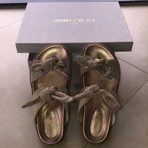 Jimmy Choo - Nixon flat - nude shimmer - size 36